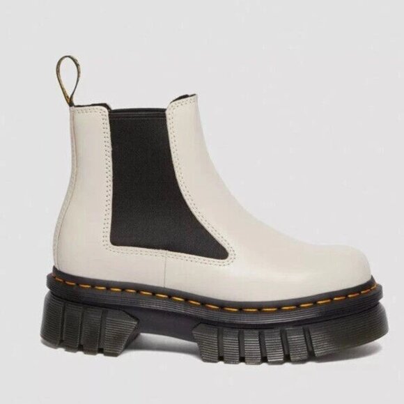 DR. MARTENS-Audrick Platform  Chelsea Boot-Cobblestone Gray Leather-Sz 41-9-NWOB - Picture 1 of 9